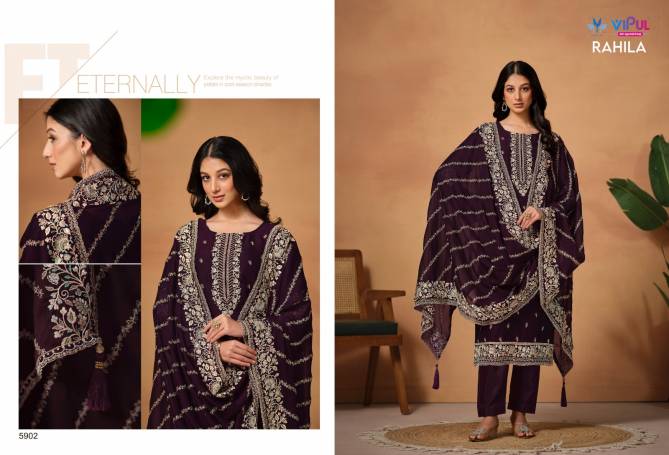 Rahila By Vipul 5901 To 5904 Embroidery Silk Georgette Salwar Kameez Wholesale Market In Surat 